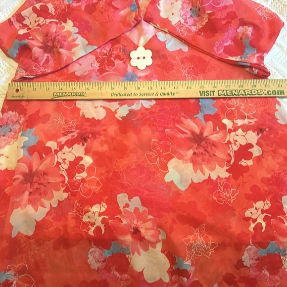 indigo soul Sheer Shark-bite Tunic Floral Blouse - Picture 7 of 7